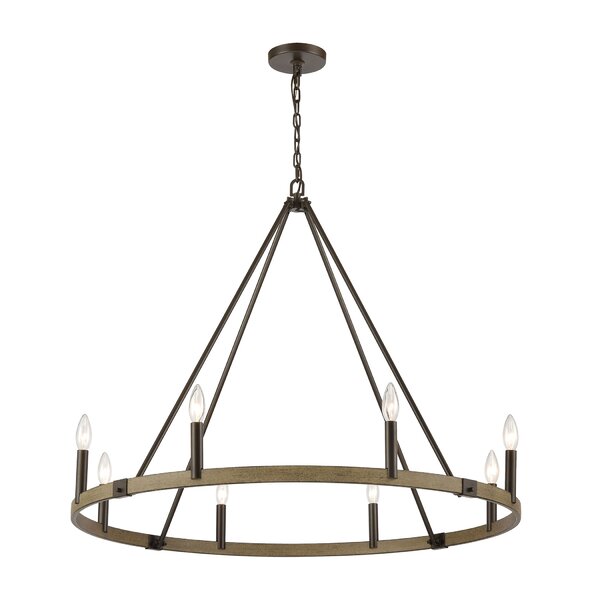 Gracie Oaks Hoghni 8 Light Dimmable Wagon Wheel Chandelier Wayfair